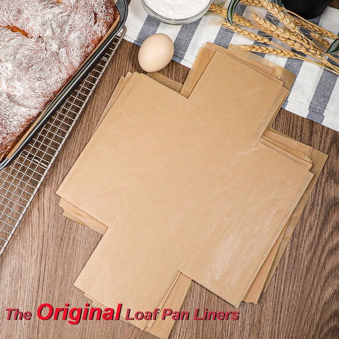 Webake Unbleached Parchment Paper Loaf Pan Liners for Baking Bread 9x5, 1lb 1.5lb 2lb, Original Precut, Non Toxic 100 Pcs Baking Paper