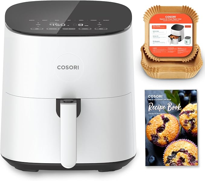 Cosori Air Fryer Pro LE 5 Qt with 20PCS Paper Liners, 9 Functions, White