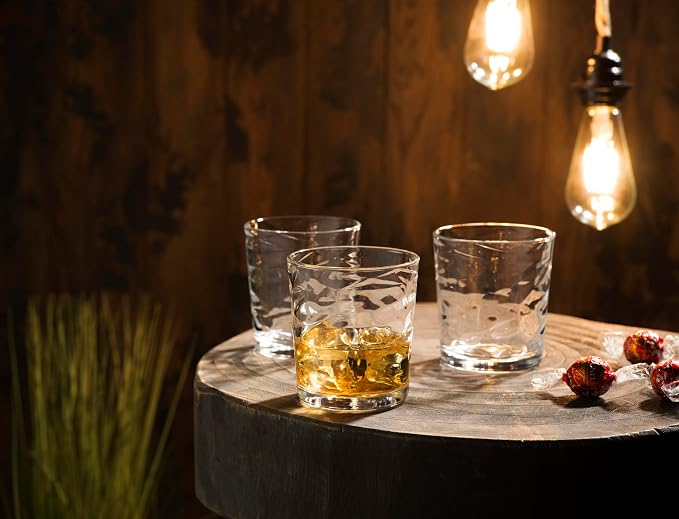 Glaver's Whiskey Glasses Set of 6. Hammered Cocktail Glasses,13oz. Bar Glasses. Old Fashioned Glasses for Scotch,Rum,Bourbon Glasses.