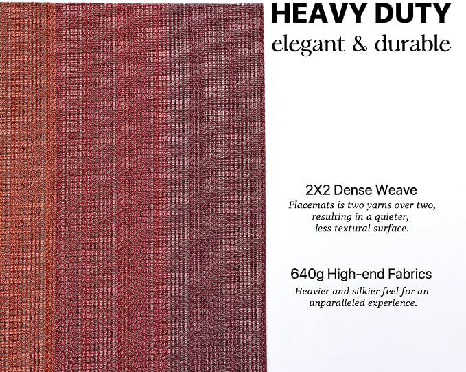 LEXMORE Placemats Set of 6 Vinyl/Plastic Woven Place Mats for Kitchen Table Indoor/Outdoor Washable Placemat Wipeable Dining Table Mats(Pomegranate Parade)