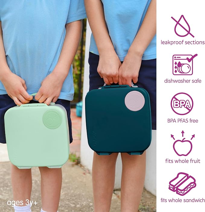 b.box Lunch Box, 8.5 Cup Bento Box for All Ages, Snack Box, Food Containers | Lunch Box Kids + Adults, Lunch Containers, 4 Compartments, Leak Proof, Dishwasher Safe, BPA Free, PFAS Free — Spearmint