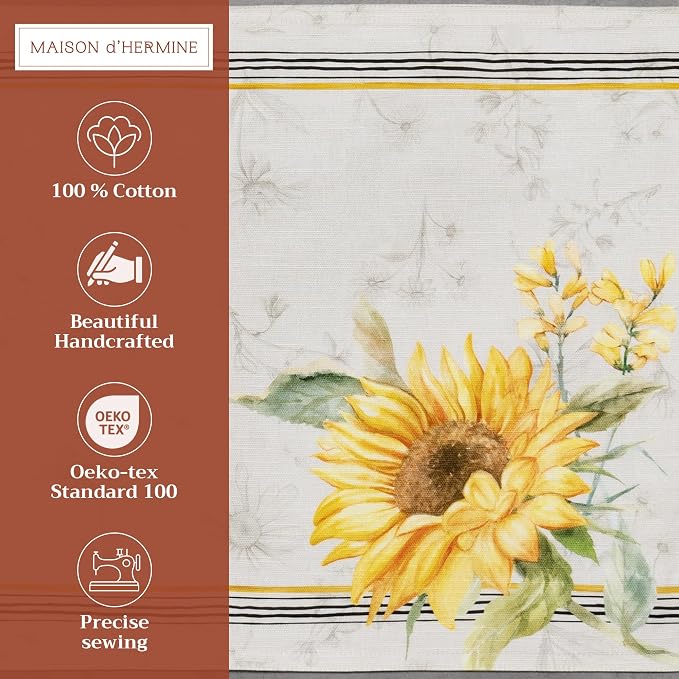 Maison d' Hermine Placemats Set of 4 Reusable 100% Cotton (13"x19") | Cloth Place Mats Washable Table Mats for Kitchen Dining Party Wedding Hotel Home Restaurant Spring Summer - Candice