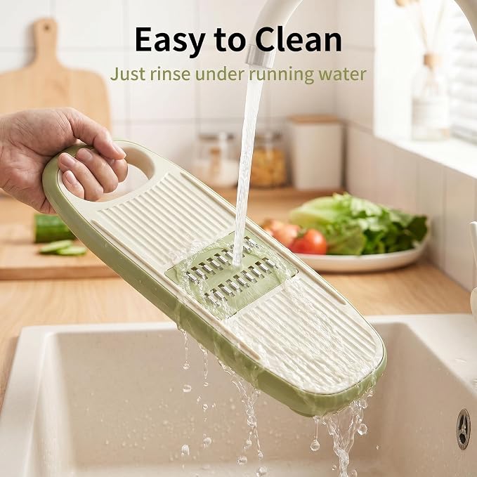 NACOLUS Handheld Mandoline Slicer for Kitchen,3 Blades with Hand Guard | cute avocado-style vegetable slicer,3 blades,self-stores blades,safety guard,perfect for small kitchens,gifts