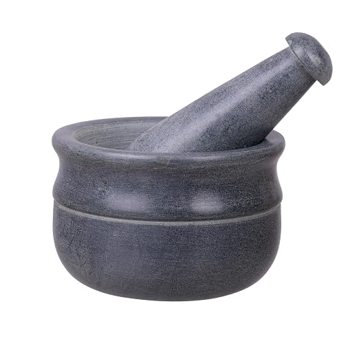 Mortar and Pestle, Made of Heavy Duty Polished Hard Stone, Natural Stone Grinder for Spices, Pastes, Herbs, Seasoning etc. (Symphony, Normal)