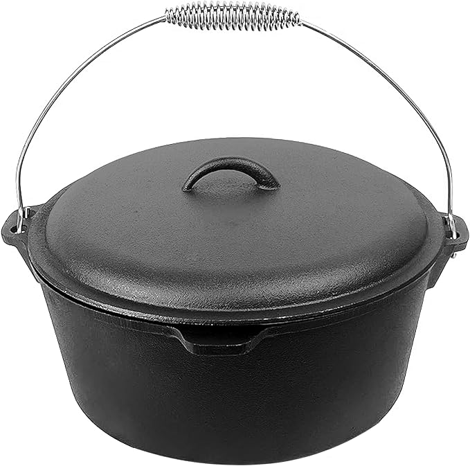 Cuisiland 9 Quart Cast Iron Dutch Oven with Dome Lid, Bail Handle | Pre-Seasoned Large Capacity