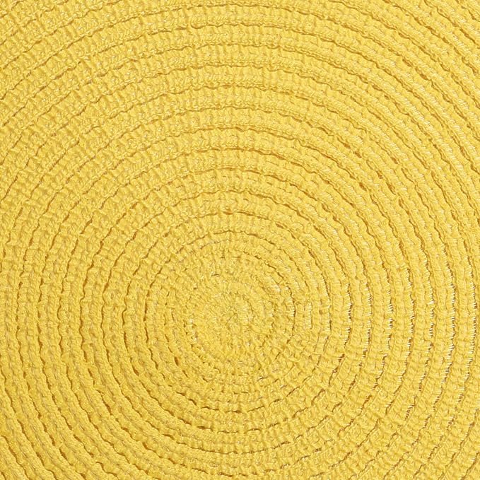 SHACOS Round Braided Placemats Set of 6 Kitchen Place Mats 15 inch Round Table Mats for Dining Tables Washable (Yellow, 6)