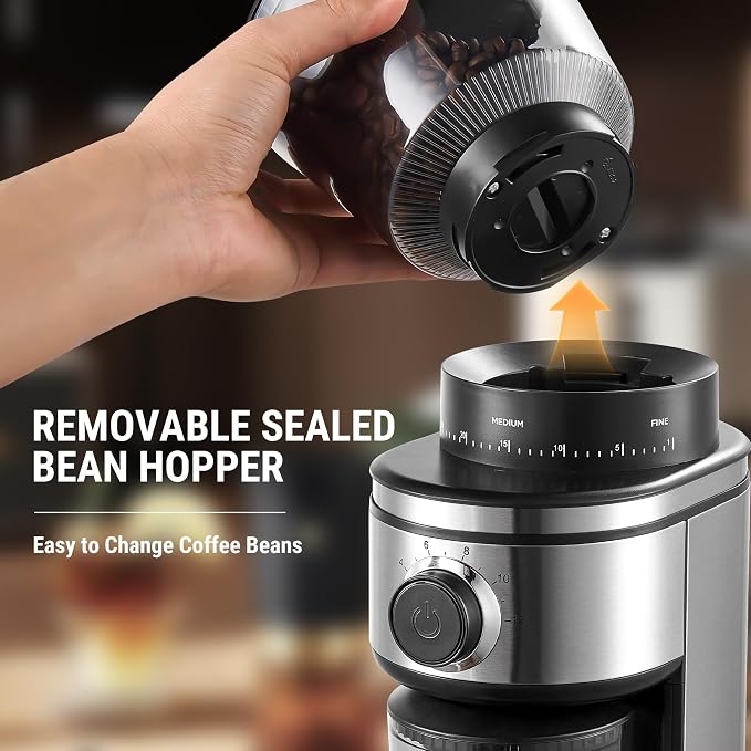 AYCHIRO Conical Burr Coffee Grinder Electric, Coffee Grinder with 30 Grind Settings, Adjustable Burr Mill Grinder for Home Use, 2-12 Cups for Espresso, Pour Over & French Press