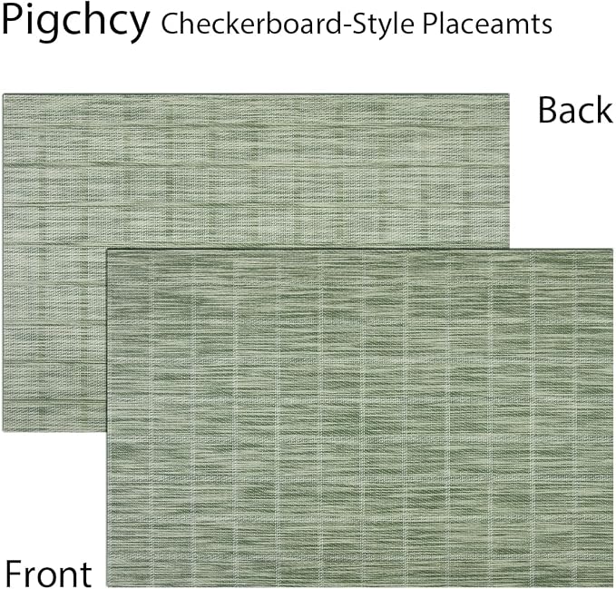 PIGCHCY Countryside Placemats Set of 6 Woven Heat Resistant Placemats Washable Easy to Clean Table Mats for Dining Room and Decor (Pear Green)
