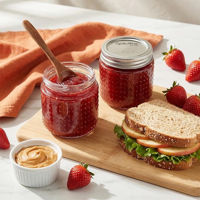CycleMore 8oz Mason Jars, 30 Pack Dual Dot Jar With Silver Separable Lids, Tiny Glass Jars for Honey, Jam, Jelly, Wedding Favors, Kitchen Food Storage,