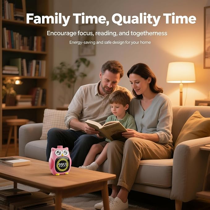 Doli Yearning Visual Timer for Kids, 99 Minute Countdown Timer Pink | Owl Digital Timer for Home School Classroom Supplies Study, Silent Time Management Tool