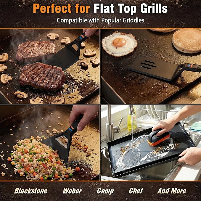 Utheer Griddle Combo Set, 23 Inch Ceramic Nonstick Cast Aluminum Griddle | Large cooking surface supports outdoor BBQ and indoor meals, designed for flexible grilling and easy cleanup