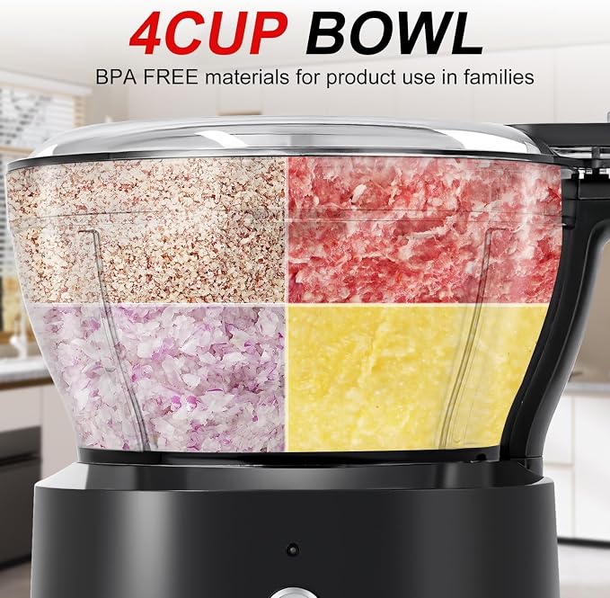 Food Processor Electric Food Chopper with 4.5-Cup(1000ml) Vegetable Chopper & Meat Grinder,BPA Free, Stainless Steel Blade for Chopp, Slice, Mince, Grind, and Puree, for Baby Food & Family Use | Vegetable Chopper & Meat Grinder BPA Free, Stainless Stee...