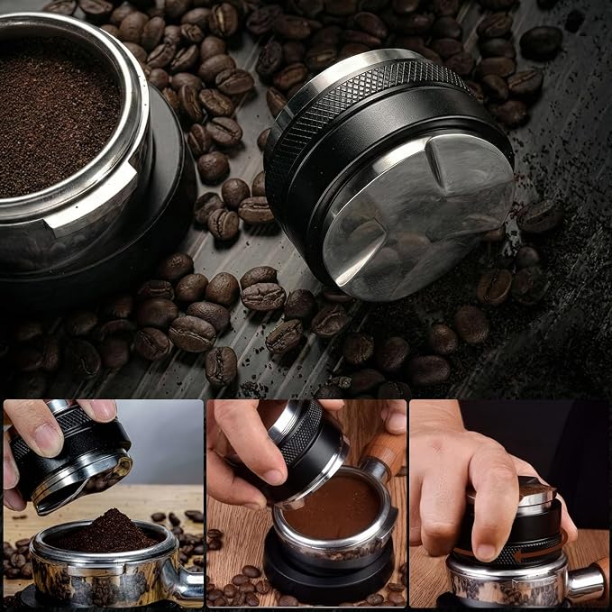 58mm Espresso Accessories Kit - 4 PCS Heavy Duty Dual Head Coffee Distributor and Tamper, WDT Tool, Magnetic Dosing Funnel, Mat - Fits Breville 58mm Machines and Portafilter