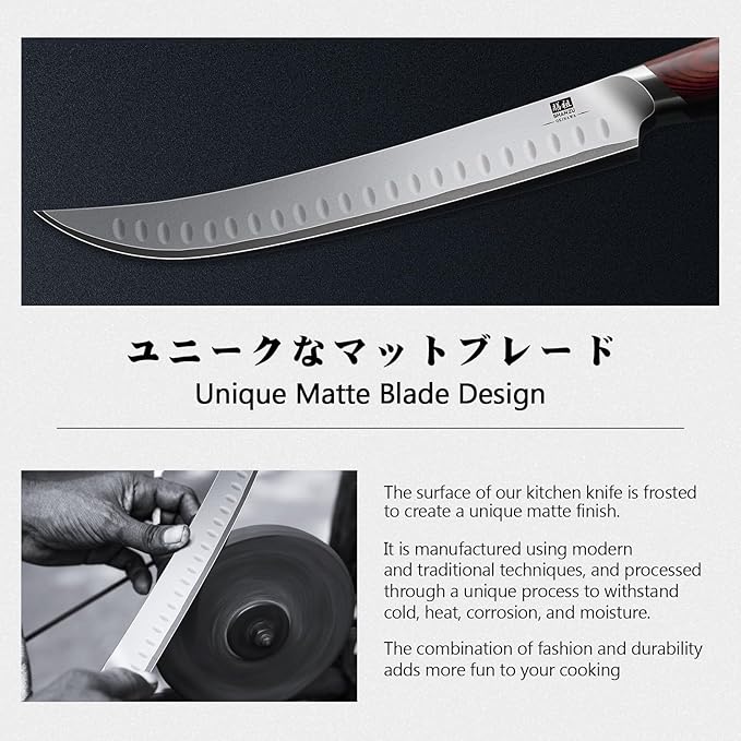 SHAN ZU Brisket Slicing Knife, 11.6 Inch Carving Knife Japanese | High Carbon 10Cr15Mov Stainless Steel, Professional Ultra Sharp Meat Cutting and BBQ knife with Ergonomic Pakkawood Handle
