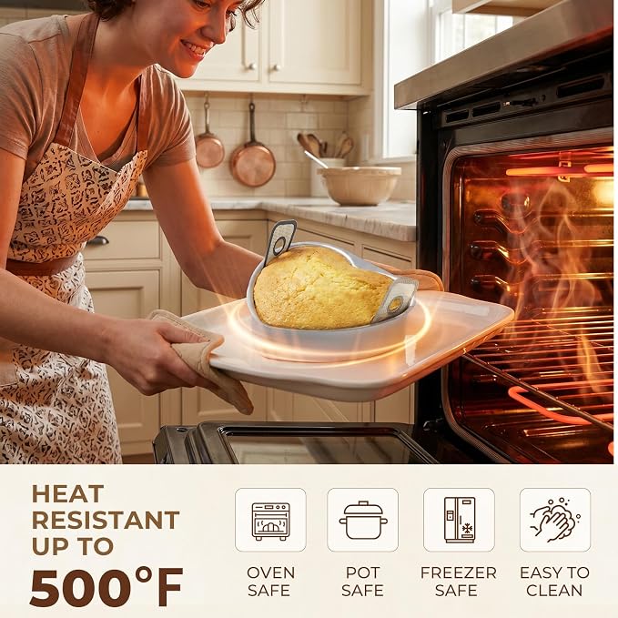 6 Inch Heart Shaped Cake Pan Set with Reusable Silicone Baking Mat（2 Pack） | Aluminum Heart Cake Mold with Silicone Sling, Nonstick, Heat Resistant, Easy to Clean & Release, for Kitchen Birthday Wedding