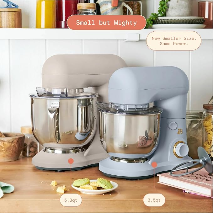 3.5 Qt Stand Mixer, 300W Powerful Motor, Tilt-Head Design with Stainless Steel Bowl, 12 Speeds, Includes Dough Hook Whisk Beater for Baking Mixing (Cornflower Blue)