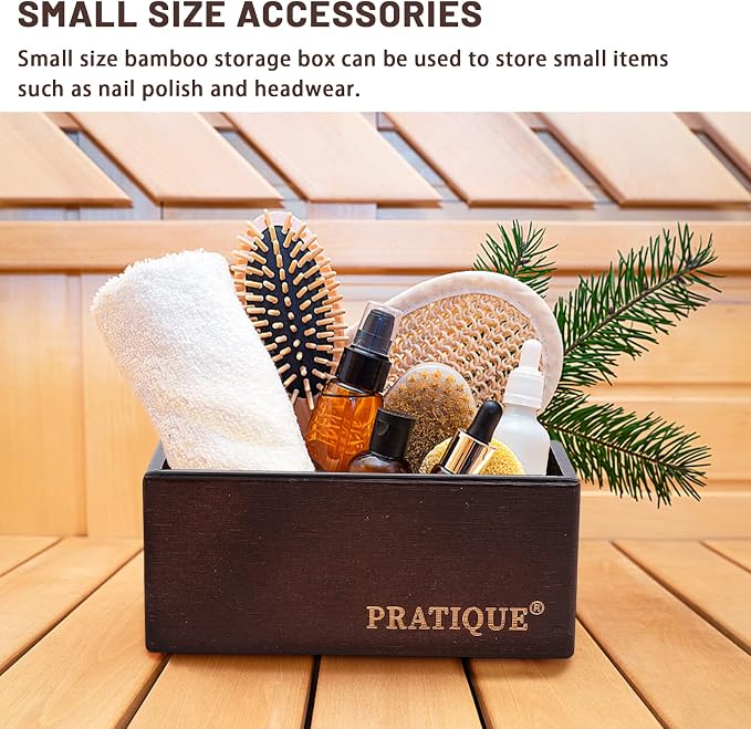 PRATIQUE Bamboo Drawer Organizer - Kitchen Utensil Organizer Silverware Tray Cutlery Holder，Office Desk Supplies and Accessories,12 * 3 * 2.6inch,Nut-brown