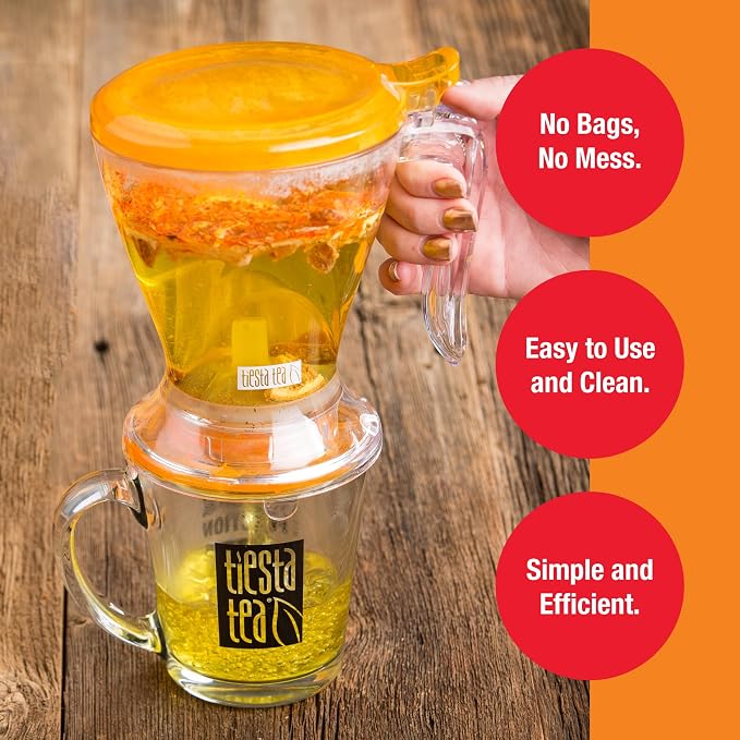Tiesta Tea Brewmaster Infuser, Large Strainer for Loose Leaf Tea | Fine Mesh Bottom Dispensing, Microwave & Dishwasher Safe, Reusable Steeper, Loose Leaf Holder, 16 Oz