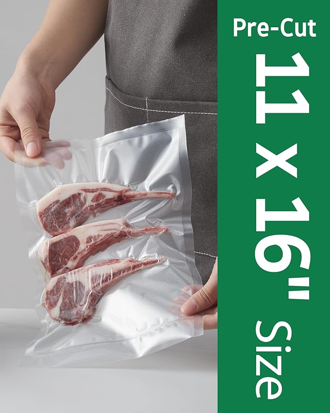 Syntus 200 PCS Vacuum Sealer Bags, Gallon Size 11" x 16" Precut Seal Bags | BPA Free, Single-Side Textured, Microwave Sous Vide Cooking, Prevent Freezer Burn, 4mil Thick, Works with Most Vacuum Sealers