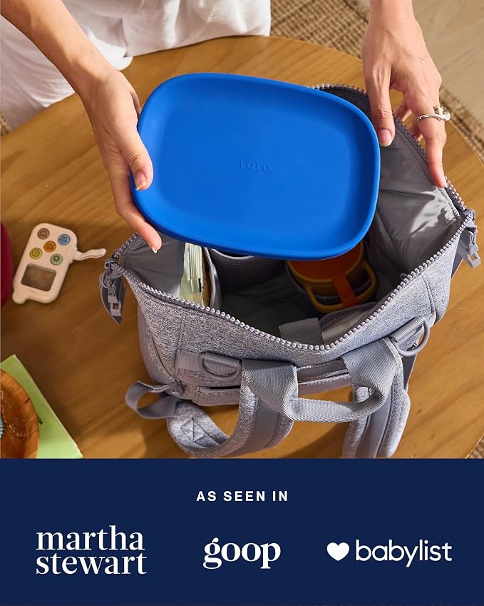 Lalo Bento Box - Dishwasher Safe, Easy to Open & Clean Silicone & Stainless Steel Lunch Box for Kids, Portable for Daycare - Blue Raspberry