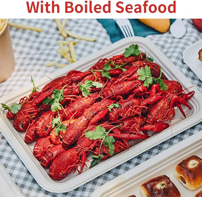 50 Pack 14 Inch Disposable Food Trays for Party Heavy Duty | Large Paper Plates 14 inch Crawfish Trays BBQ Plates Disposable Serving Platters Trays, Seafood Boil Party Supplies