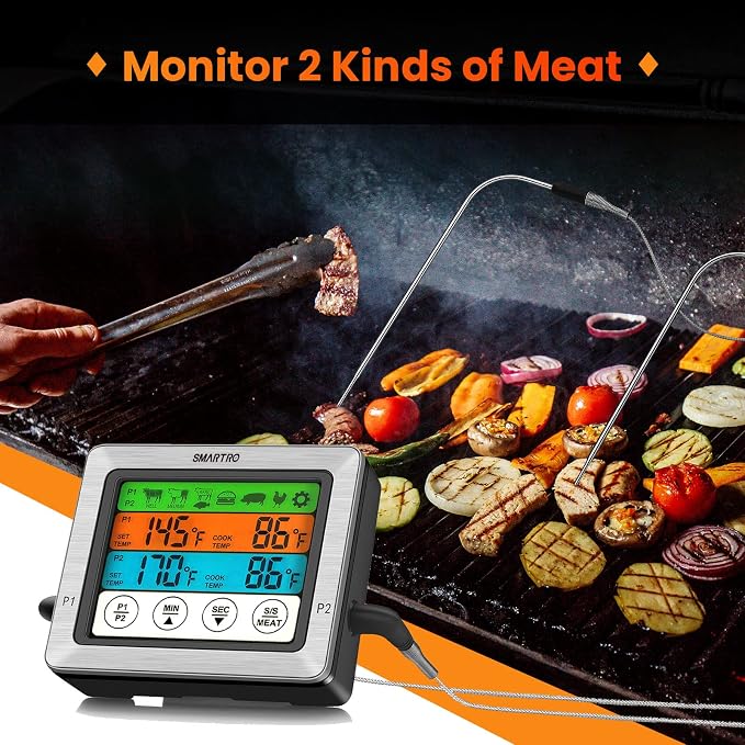 ST54 Dual Probe Digital Meat Thermometer with Timer Mode | Commercial-Grade Probes for Cooking Food Kitchen Oven BBQ Grill