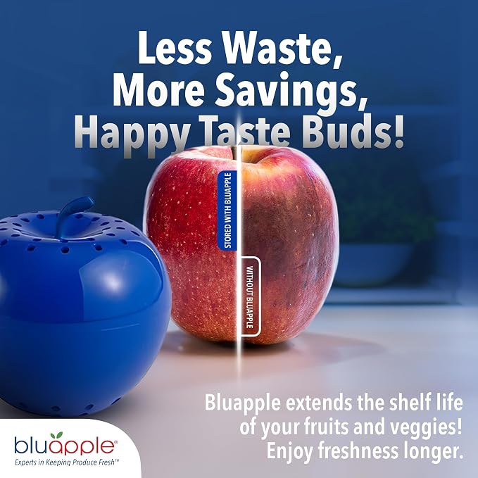 BluApple Produce Saver Ethylene Gas Absorber - Fresh Fruit & Vegetable Storage for Refrigerator, Each Packet Lasts 3 Months, Produce Storage, BPA Free - Combo Pack (8 Packets & 2 for 1 Year)