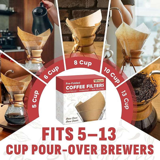 Pre-Folded Unbleached Cone Coffee Filters – Premium Thick Paper, Compatible with Pour-Over Coffee Makers (80 Filters)