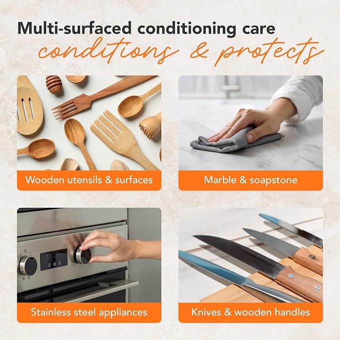 Cutting Board Oil 12 oz, Food Grade Mineral Oil added Orange Lemon Scent | Mineral Oil for Wood Cutting Boards, Butcher Blocks, Utensils, Lubricant for Knives. Soak for 2-3 Hours for Optimal Finish