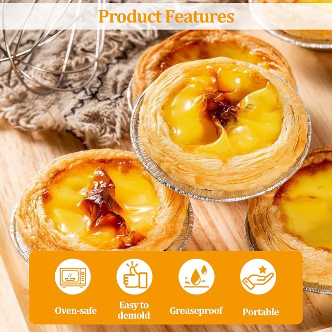 Disposable Aluminum Foil Tart,200 Pack Mini Pie Tins,Pie Pans for Baking Personal Mini Pies,Round Pie Tart Small Tin Foil Pans