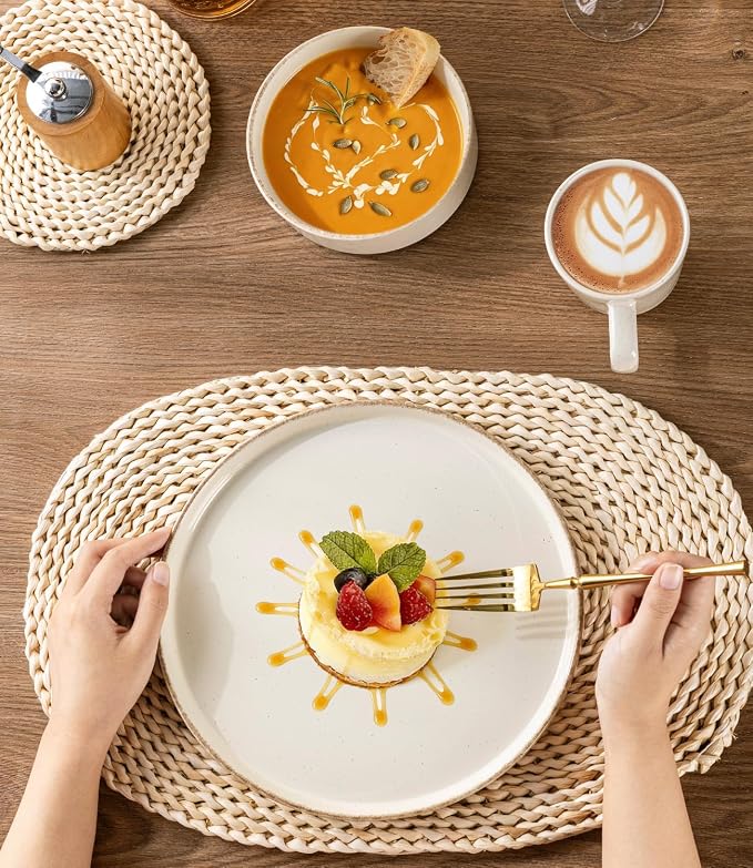 AmorArc Stoneware Dinnerware Sets for 6,18 Pcs Plates and Bowls Set | Handmade Ceramic Dish Set,Dishwasher & Microwave Safe,Scratch Resistant