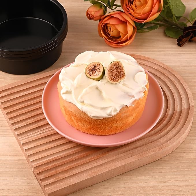 HUAKENER 6 Inch Cake Pan, 6" Round Cake Pan with Parchment Paper | Set of 3 Round Cake Pans with 100 Pieces Parchment Paper, Non-stick Cake Baking Pans, Dishwasher Safe