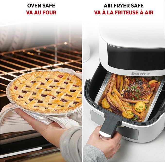 Starfrit 50-Pack 5" Aluminum Tart Plates, Disposable, Oven & Freezer Safe | Ideal for tarts & pot pies. 5" individual size. 50 pans. Oven, freezer & air fryer safe. Recyclable. Made in Canada.