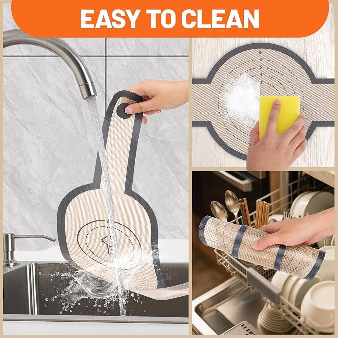 HOTEC 2 Pcs Silicone Bread Sling for Dutch Oven, 0.7MM Thickened Heat Resistant to 500°F Non-Stick Baking Mat with Long Handle Easy to Transfer Sourdough Bread, Dutch Oven Liners Baking Supplies