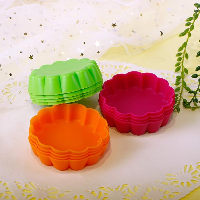 Webake Silicone Mini Tart Pan Non-stick Mini Quiche Molds Holiday Small Pie Baking Pan 3-1/4 Inch Tart Mold, Wax Melt Liners Individual Baking Cups European Food Grade (12 Pack)