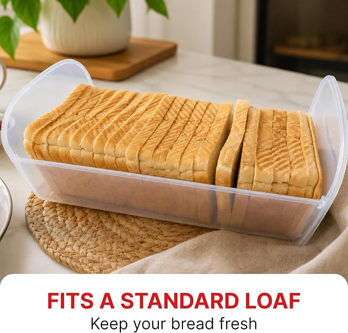 Tafura Bread Containers, 2 Pack, Airtight BPA-Free Bread Storage Boxes | Includes two reusable units for keeping homemade or store-bought loaves fresh while saving kitchen space.