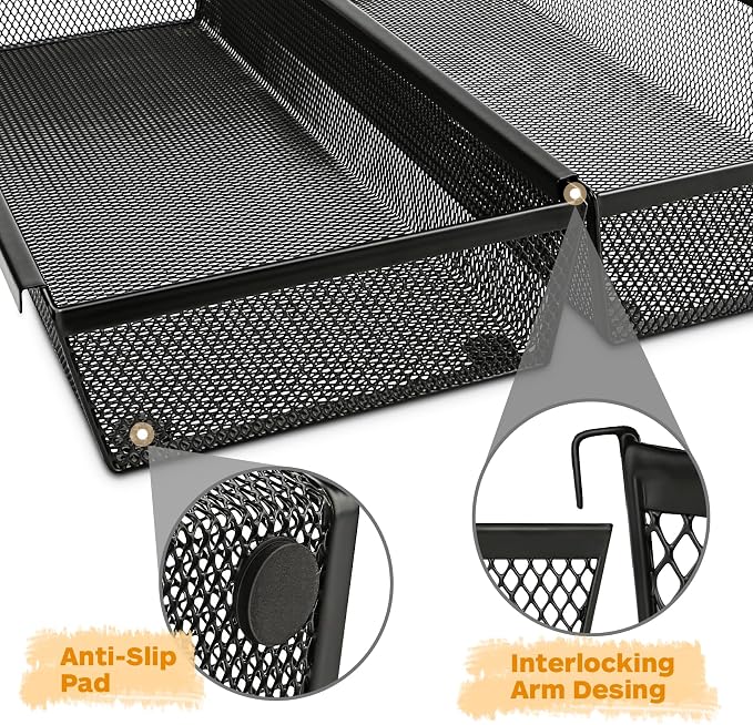Smgmg Silverware Drawer Organizer, Silverware Organizer for Drawer, 2 Pack 14.7" X 6.1" X 2" Utensil Organizer for Kitchen Drawers, Kitchen Drawer Organizer for Large Utensils with Interlocking Arm