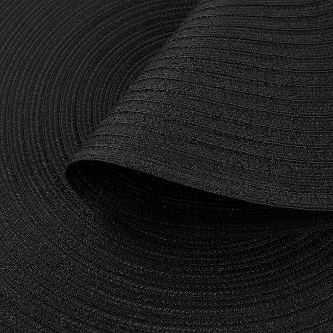 SHACOS Black Round Placemats Set of 12 Heavy Cotton Polyester Woven Braided Place Mats Washable Heat Resistant Non Slip Table Mats