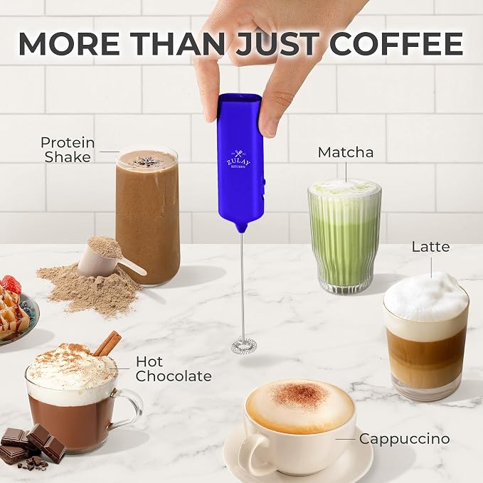 Mini & Mighty Milk Frother Wand – Powerful Handheld Coffee Frother, Battery Operated Drink Mixer – Compact Pocket Size – Detachable Whisk for Latte, Cappuccino, Matcha, Hot Chocolate