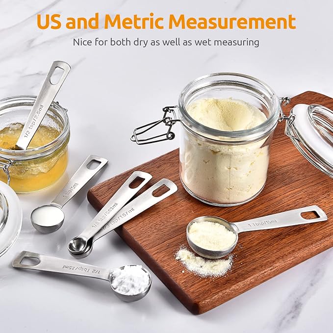 Measuring Spoons: U-Taste 18/8 Stainless Steel Measuring Spoons Set of 9 Piece: 1/16 TSP, 1/8 TSP, 1/4 TSP, 1/3 TSP, 1/2 TSP, 3/4 TSP, 1 TSP, 1/2 tbsp & 1 tbsp Dry and Liquid Ingredients | Kitchen Metal Measure Set, 1/16tsp, 1/8tsp, 1/4tsp, 1/3tsp, 1/2...