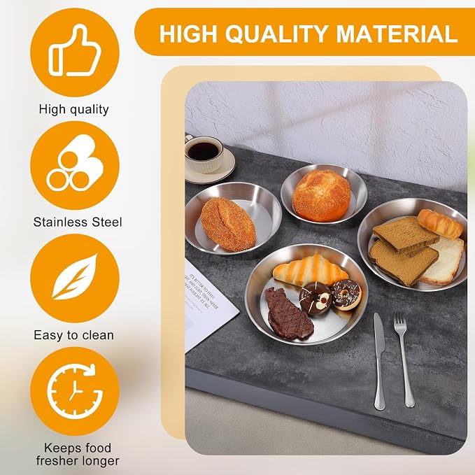 4 Pcs Stainless Steel Pie Pan Set, Pizza Pan Deep Pie Dish Pie Plate Baking Tray Dishes for Pizza Baking Serving Oven Grill, 4 Sizes