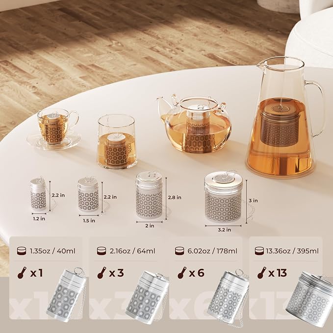 2 Pack Large Tea Infuser for Loose Leaf Tea & Spice Ball 2”x2.8” | Stainless Steel Tea Strainer Fine Mesh Large Tea Ball for Loose Leaf Tea Steeper for Teapot Pitcher Cup Mug Bottle Kettle