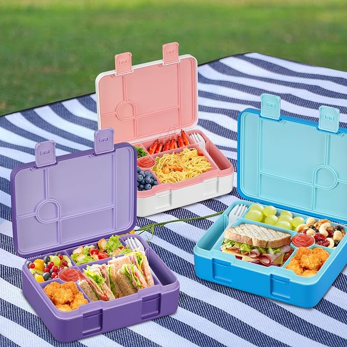 JOOPETALK Chill Bento Lunch Box for Kids Adult with Ice Pack,6-Compartment Reusable Leak-proof Lunch Container for Girls Boys to School,Keep Food Cold&Fresh,Dishwasher & Freezer Safe