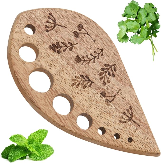 Wooden Leaf-Shaped Vegetable Separator, Pottery Herb Stripper Tool Supplies, Fun Kitchen Gadgets, Exquisite Herb Stripper Bowl Gifts for the Kitchen Suitable for Home Use & Chefs