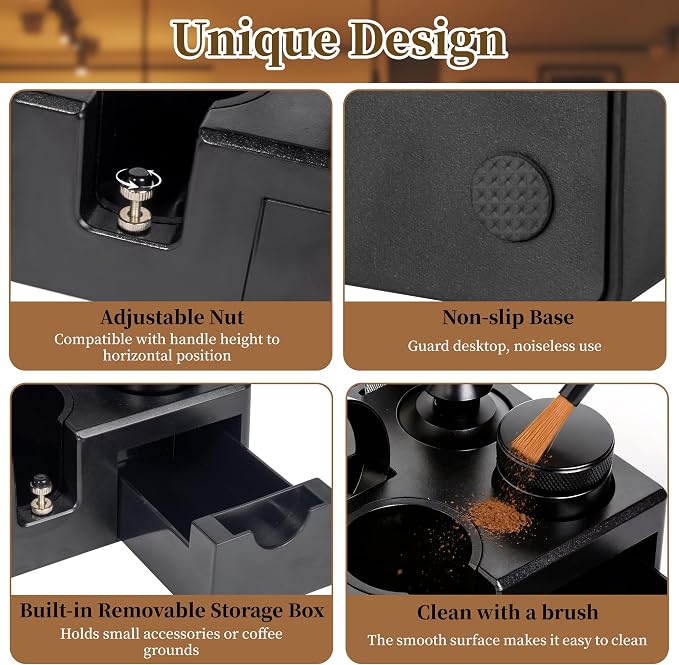 9 PCS 51mm Espresso Accessories Kit with Tamper Station | Coffee Tamper Set with WDT Tool, Distributor, Puck Screen, Dosing Funnel, Espresso Tool Kit for 51mm Portafilter