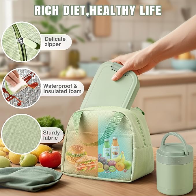 Large Bento Lunch Box Set for Adults Kids Women with 10.5oz Soup Thermo,Coffee Tumblers Men Girls Boys Teenagers Leak-Proof Lunch Food Containers with Lunch Bag