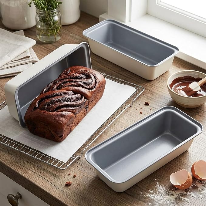 Long Bread Loaf Pan 3 Pack, 12x4 Inch Nonstick Carbon Steel | Even Heat for Homemade Sourdough, Banana Bread & Meatloaf – Rustproof, Warp-Proof, Easy Release,PTFE & PFOA Free