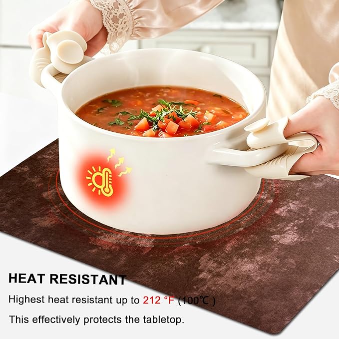 Faux Leather Placemats Set of 6, 11.8"x17.7", Coffee Brown | Reversible Table Mats, Waterproof, Stain & Heat Resistant, Easy Clean for Dining, Gatherings, Outdoor