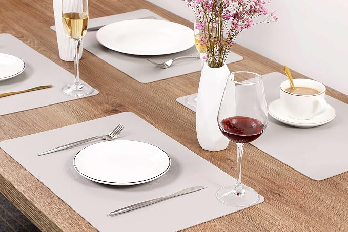 Wipeable Placemats Leather Table Mats Waterproof Heat-Resistant Easy to Clean for Dining Table Set Kitchen Table (2, Slate Grey)