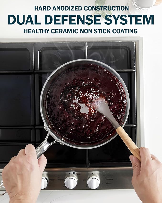 Cook N Home Classic 1.5 Quart Ceramic Nonstick Saucepan with Glass Lid, Everyday Milk Soup Oatmeal Cooking Pan, Non Stick Small Sauce Pan Pot, Stay-Cool Handle, Induction Ready, Yellow